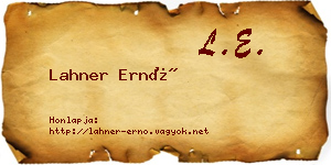 Lahner Ernő névjegykártya